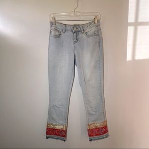 Versona Contemporary Ribbon Ankle Boho Jeans Light Denim 25